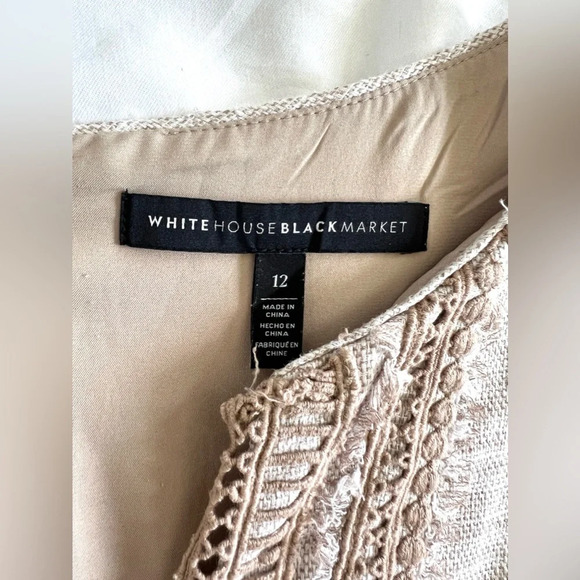 White House Black Market linen lace blend 2 piece dress jacket suit 12 - Picture 11 of 15